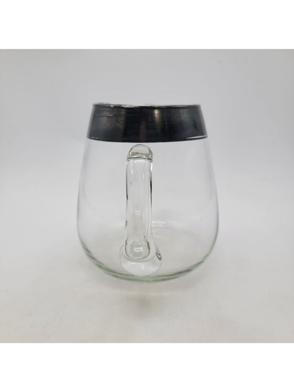 Vintage Mid Century Modern Silver Rimmed Glass Pitcher By Dorothy Thorpe - Picture 2 of 9